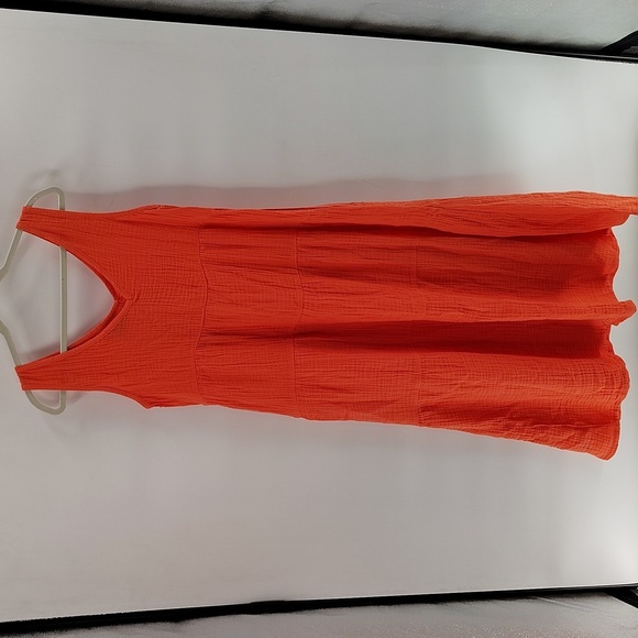 Natural Reflections Maxi Dress Size Small Coral Color V neck And Back Sleeveless - Picture 5 of 5